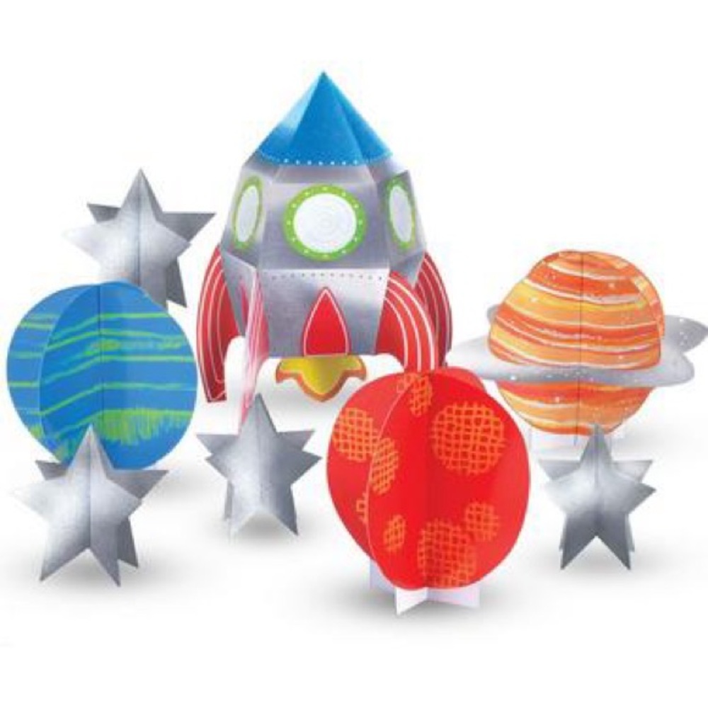 Amscan Blast Off Space Birthday Table Centerpiece Decorating Kit (8-Pc Set)